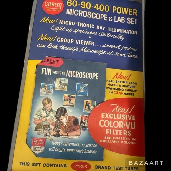 Vintage 1958 Gilbert 13024 Microscope And Lab Set Pyrex - Picture 3 of 5